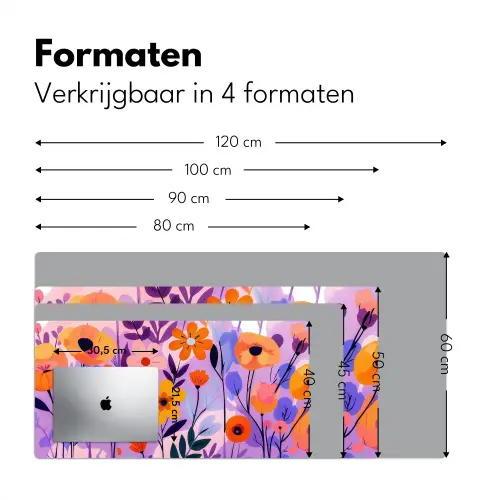Bloemen - Kleurrijk - Bladeren Muismat XXL klein -sfeer5