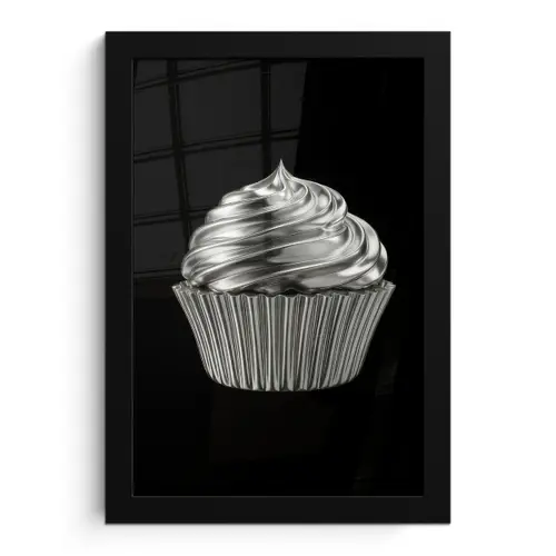 Cupcake - Luxueus - Zilver fotolijst zwart zonder passe partout klein -3d