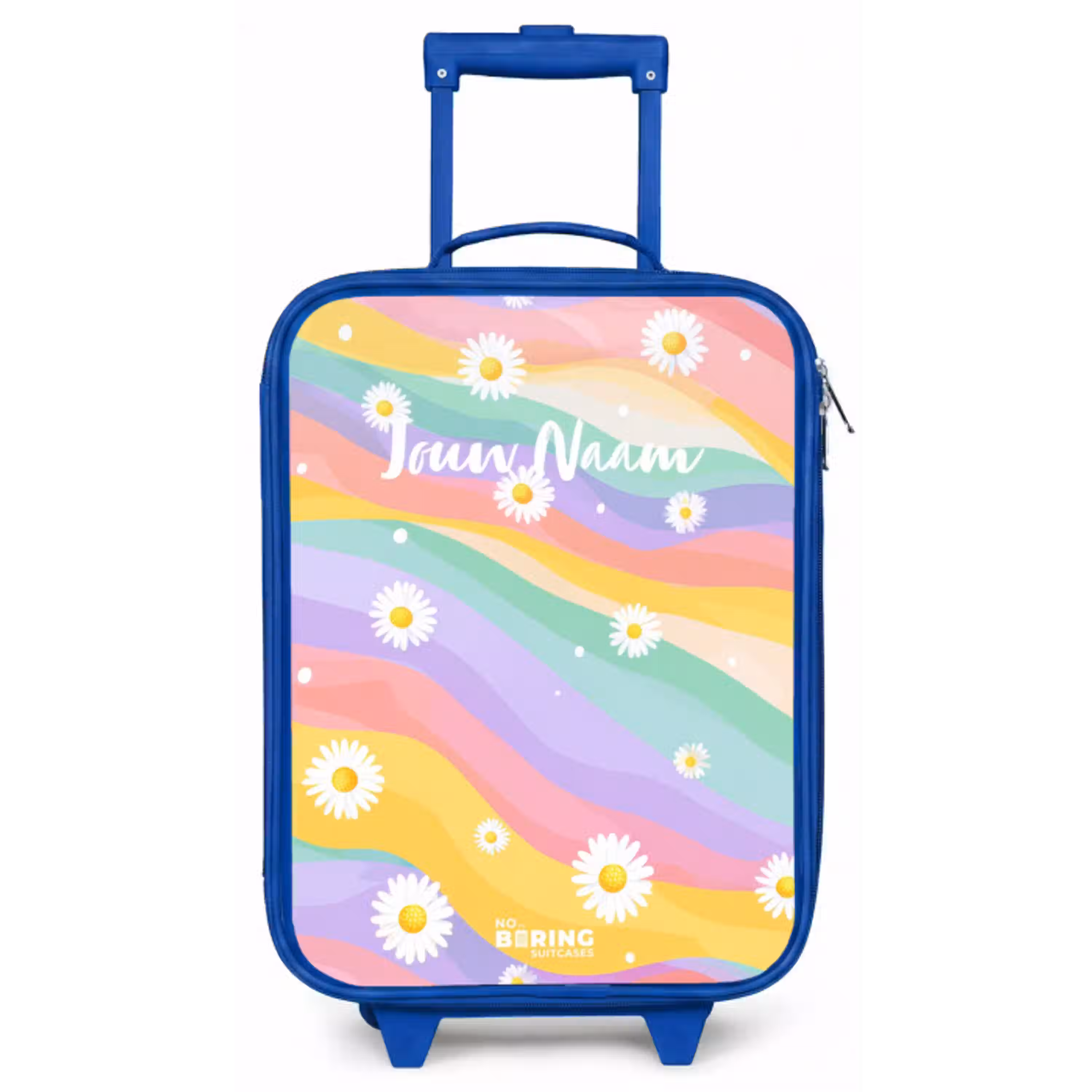 Madeliefjes op regenboogachtergrond Kinderkoffer - Blauw klein -zz3dotto