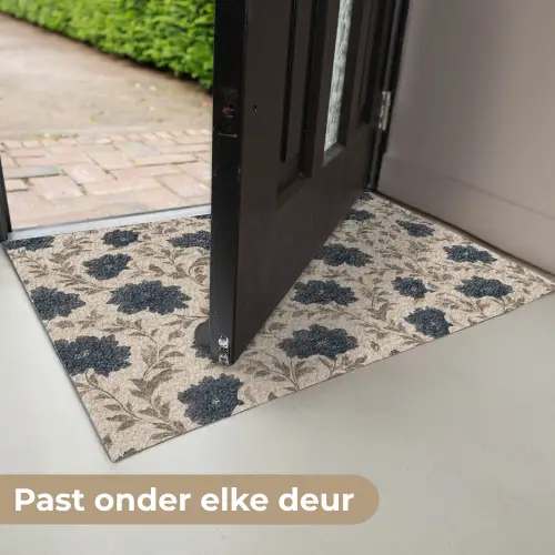 Motief - Bloemen - Zwart - Beige Deurmat klein 898 -USP_NL