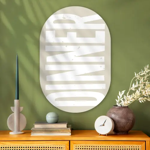 Vintage - Beige - Japandi - Wit Wandcirkel Ovaal Glas middel -sfeer2