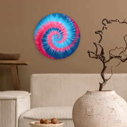 Spiraal - Roze - Draaiend Wandcirkel kunststof plaat 5mm dik klein -sfeer1