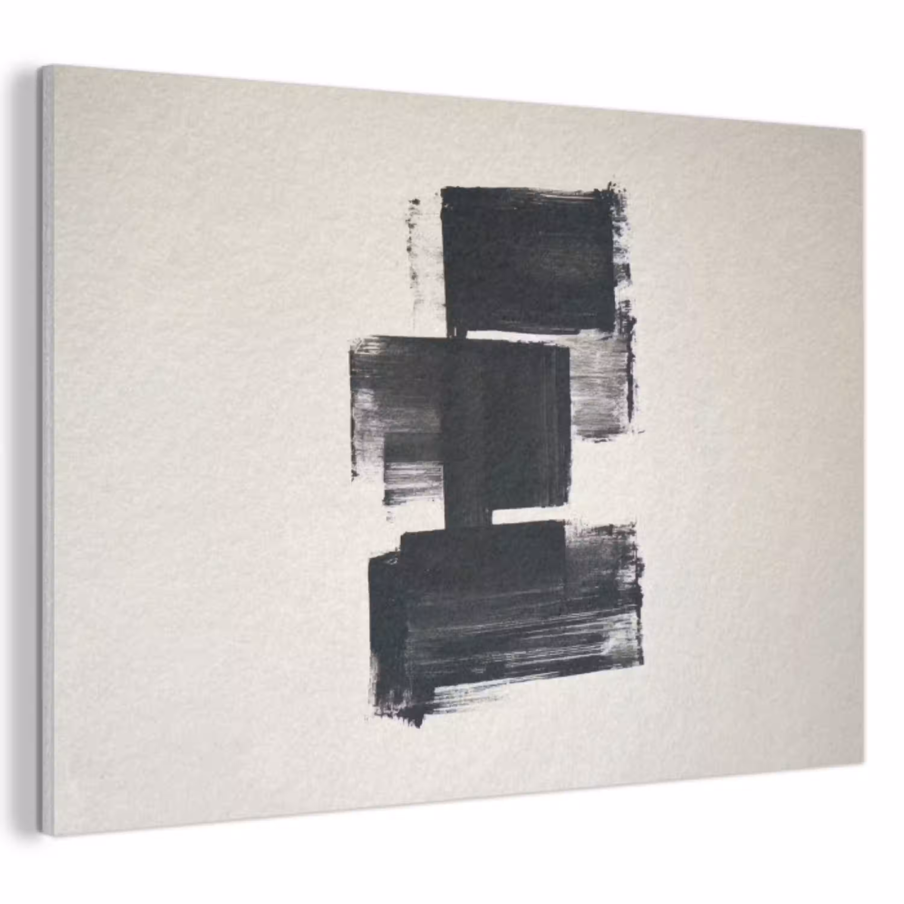 Rechthoeken - Penseelstreken - Abstract - Zwart PET vilt klein -3d