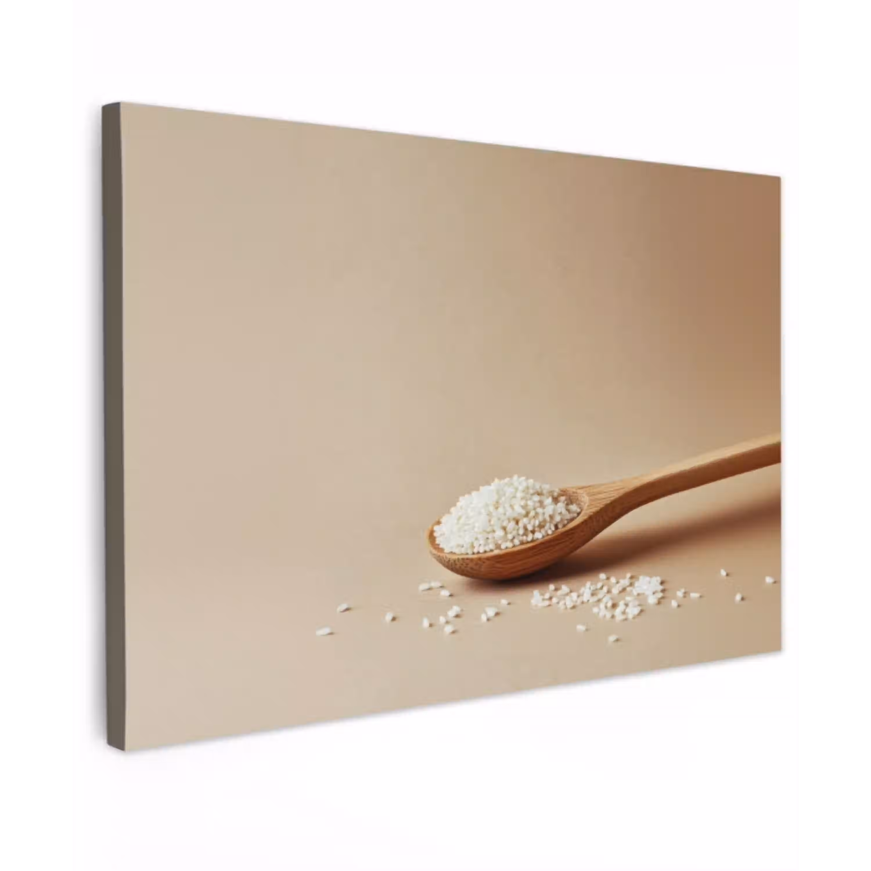 Lepel - Rijst - Hout - Beige Tuinposter op houten frame 2 cm dik klein -3d