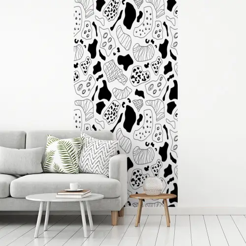 Abstract - Zwart - Wit - Diversiteit fotobehang vinyl groot 64 -woonkamer