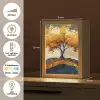 Boom - Natuur - Goud - Modern Light Box met kabel (Tafellamp) klein -USP_NL