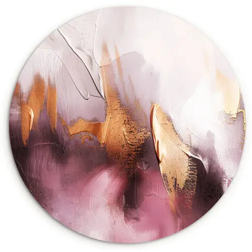 Watercolor - Goud - Roze - Abstract - Kunst Wandcirkel kunststof plaat 5mm dik klein -3d
