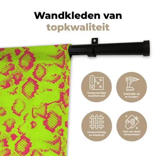 Slang - Neon - Groen - Roze Wandkleed katoen klein 269 -sfeer2