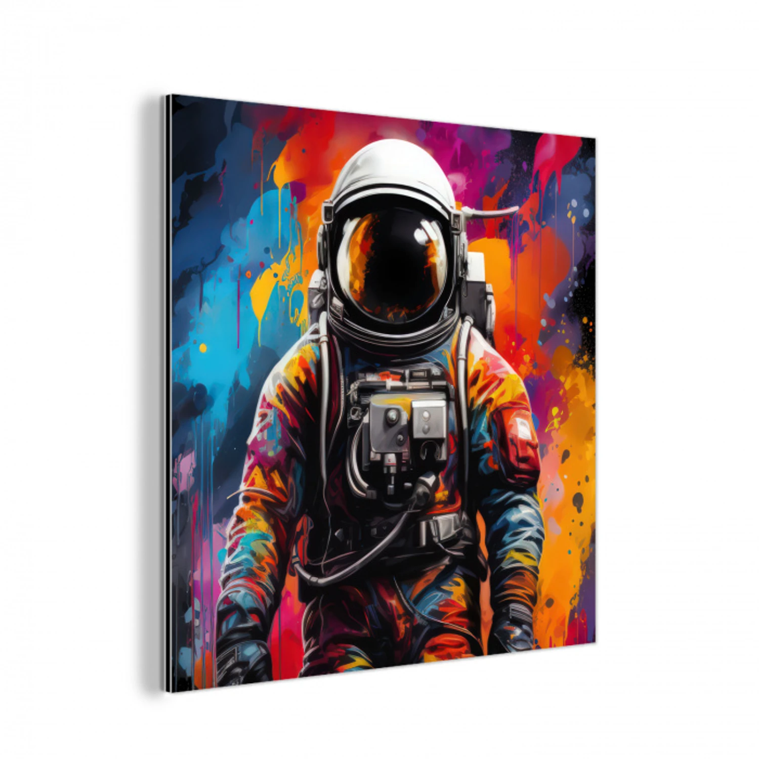 Astronaut - Graffiti - Zwart - Kleuren aluminium wit klein -3d