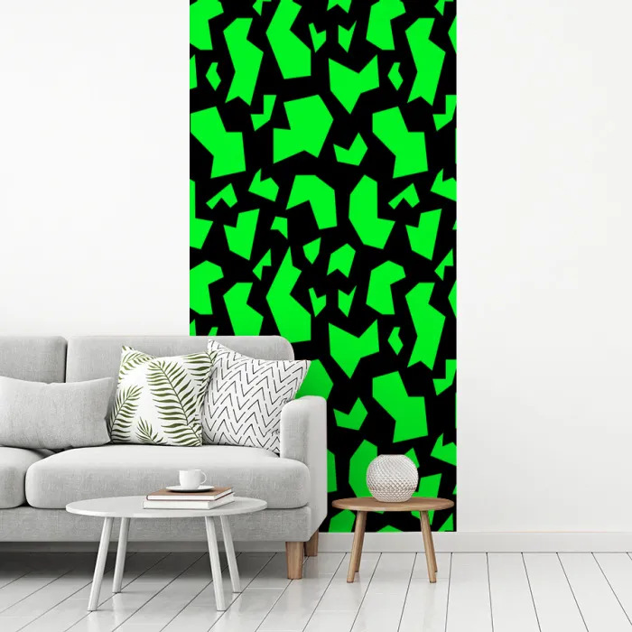 Zwart - Neon - Groen - Patroon fotobehang vinyl groot 64 -woonkamer