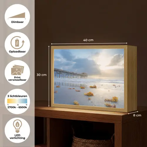 Strand - Pier - Zeewier - Zee - Zomer Light Box met batterij (Wandlamp) middel -USP_websiteoverzichtNL