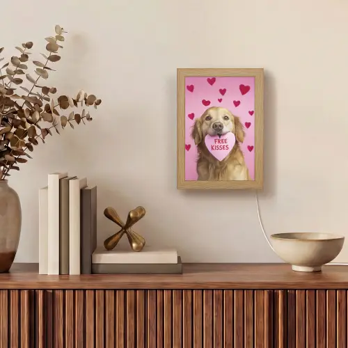 Hond - Kiss- Valentijn - Hartjes Light Box met kabel (Tafellamp) klein -sfeer2