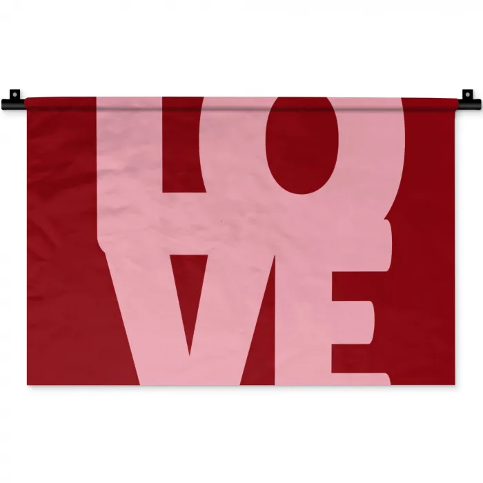 Love - Rood - Blokletters Wandkleed katoen klein -zz3d