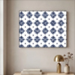 Tegelmotief - Blauw - Wit - Bloem Textielframe zwart klein 947 -sfeer2