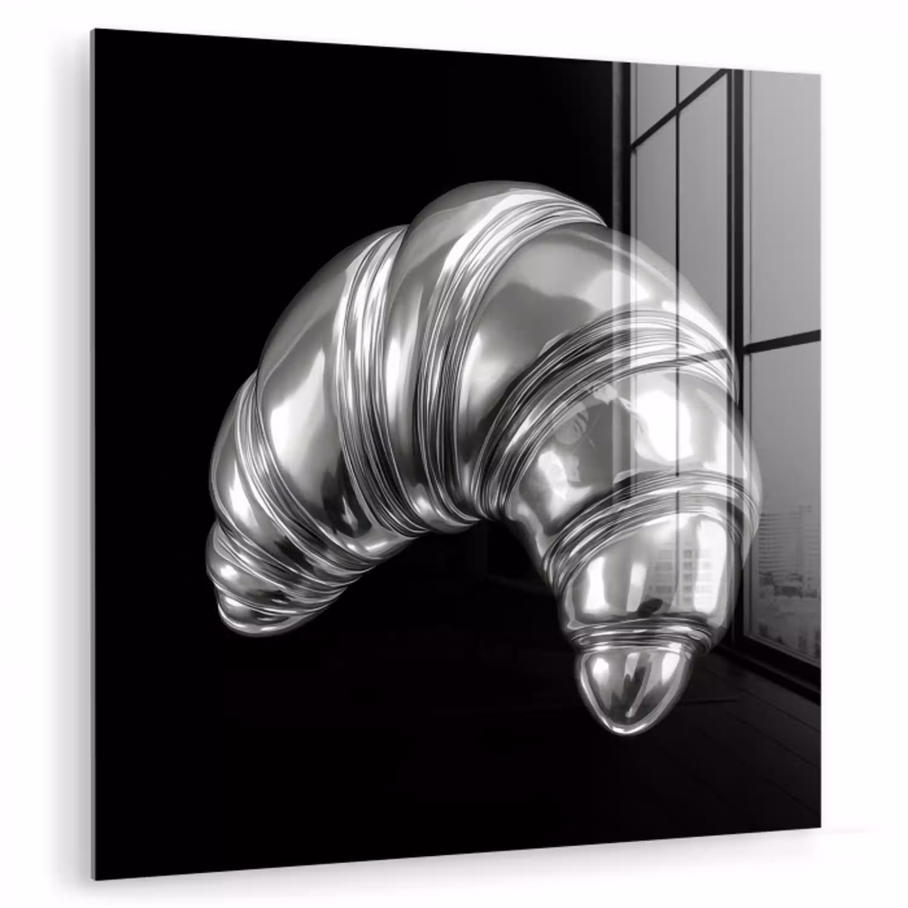 Croissant - Metaal - Zilver plexiglas 5mm klein -zzzproduct_nieuw