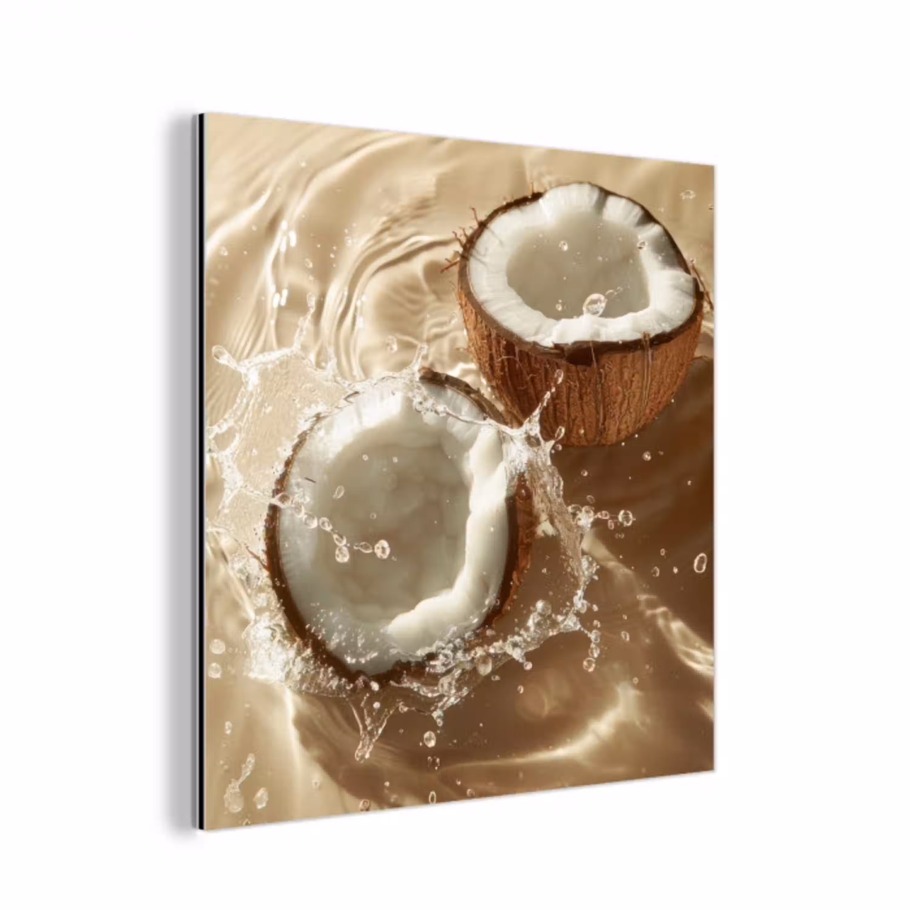 Kokosnoot - Water - Beige - Spetters aluminium wit klein -3d