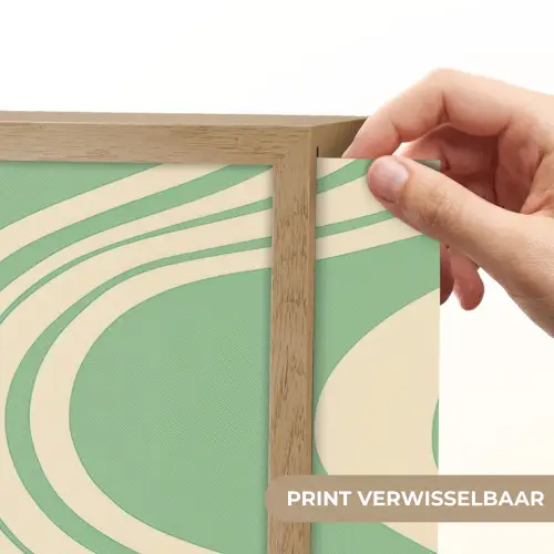 Golvende lijnen - Mintgroen - Dansende vormen Light Box met batterij (Wandlamp) middel -USP_websiteprintNL