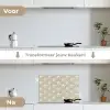 Paneel - Ginkgo - Zand keuken achterwand spatscherm klein 900 -voor_na_NL