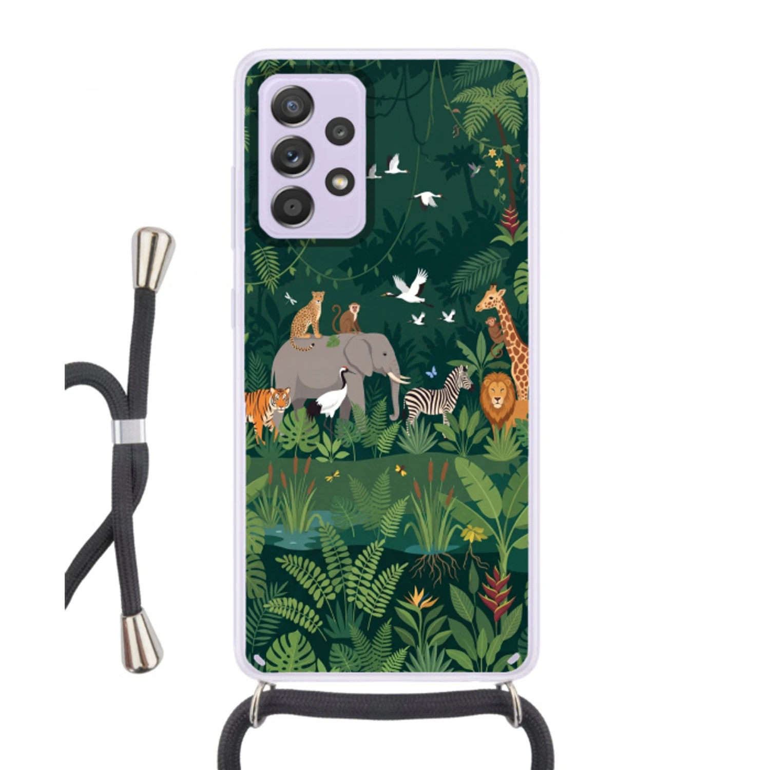 Tropisch - Jungle -  Groen Hoesje Samsung Galaxy A52 5G met koord klein -3d