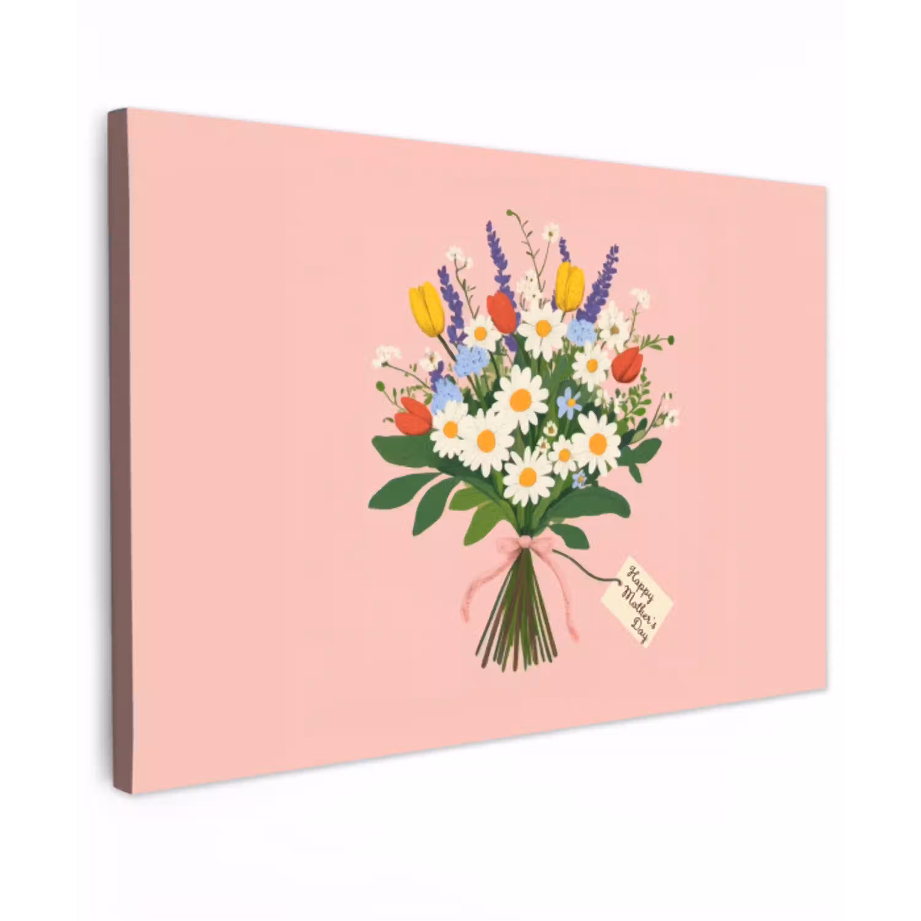 Bloemen - Lint - Kaartje canvas 2cm klein -z3d