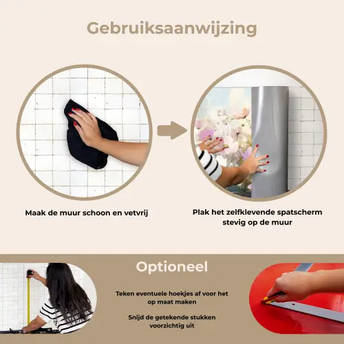 Bloemenveld - Lichte tinten - Geschilderd keuken achterwand spatscherm klein -gebruiksaanwijzing_NL