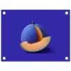 Meloen - Blauw - Oranje - Kunstzinnig tuinposter los doek klein -3d