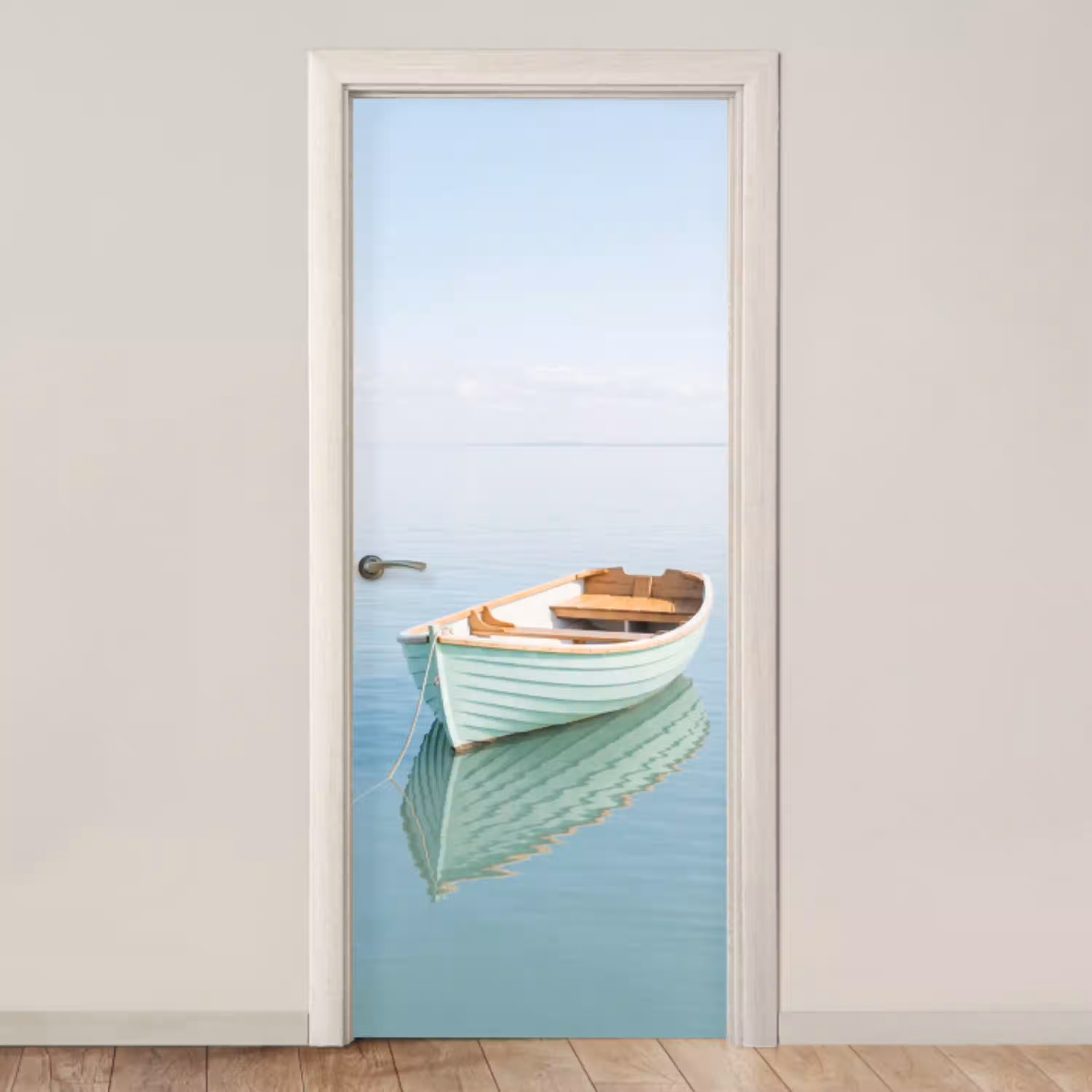 Minimalistisch - Boot - Zee deurposter klein -3d_beige