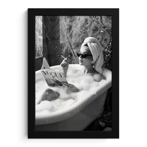 Relaxt - Bad - Zwart - Wit fotolijst zwart zonder passe partout klein -3d