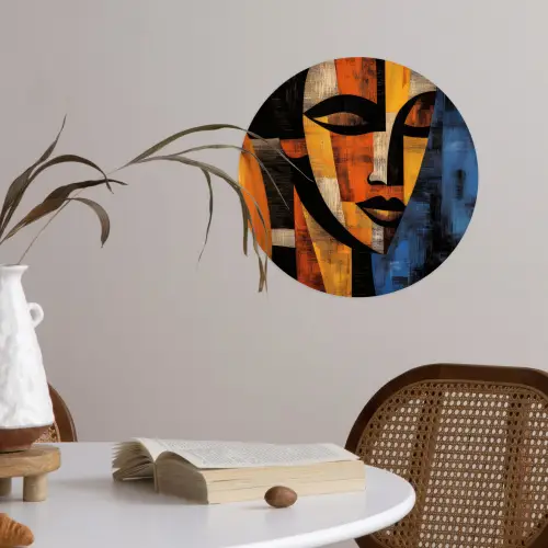 Abstract - Portret - Kleurvakken Wandcirkel behangsticker klein -sfeer3