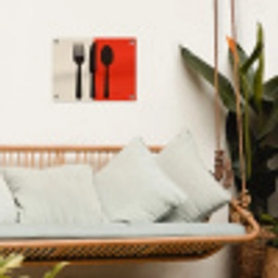Bestek - Rood - Wit tuinposter los doek klein -sfeer7