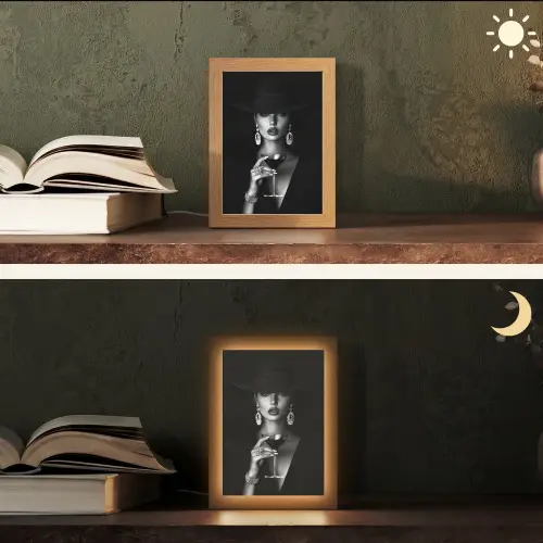 Vrouw - Cocktail - Chic Light Box met kabel (Tafellamp) klein -sfeer3