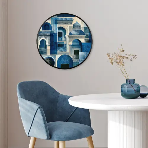 Abstract - Islamitisch - Blauw - Wit Fotolijst rond zonder passe partout klein -sfeer2