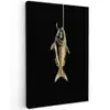 Goud - Vis - Haak - Zwart Tuinposter op houten frame 2 cm dik klein -3d