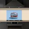 Glitters - Hamburger - Blauw keuken achterwand spatscherm klein -sfeer1