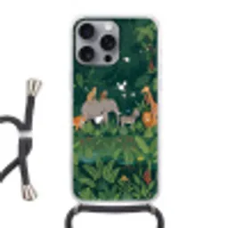 Tropisch - Jungle -  Groen Hoesje iPhone 16 Pro Max met koord klein -3d