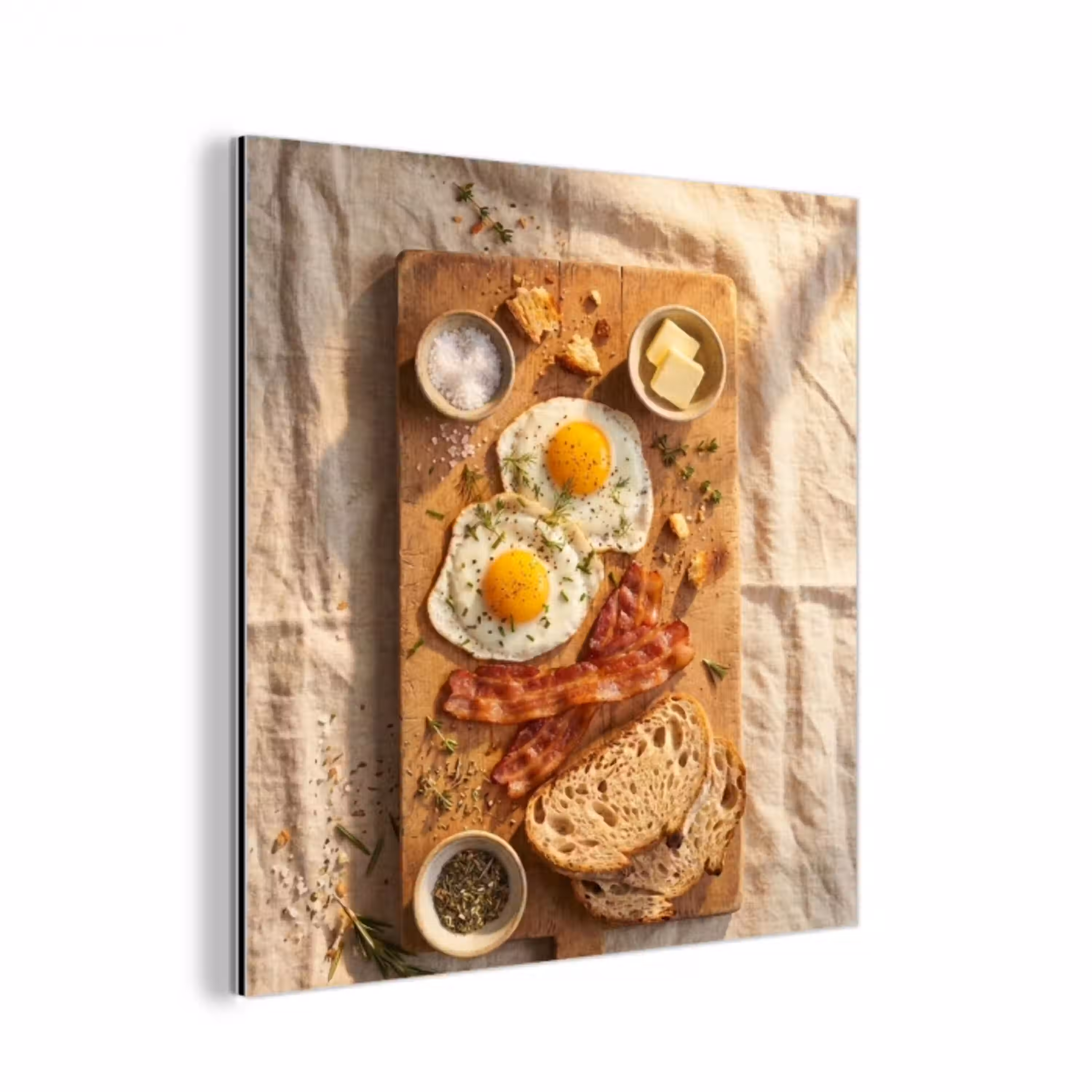Eten - Ontbijt - Hout - Rustiek - Geel aluminium wit klein -3d