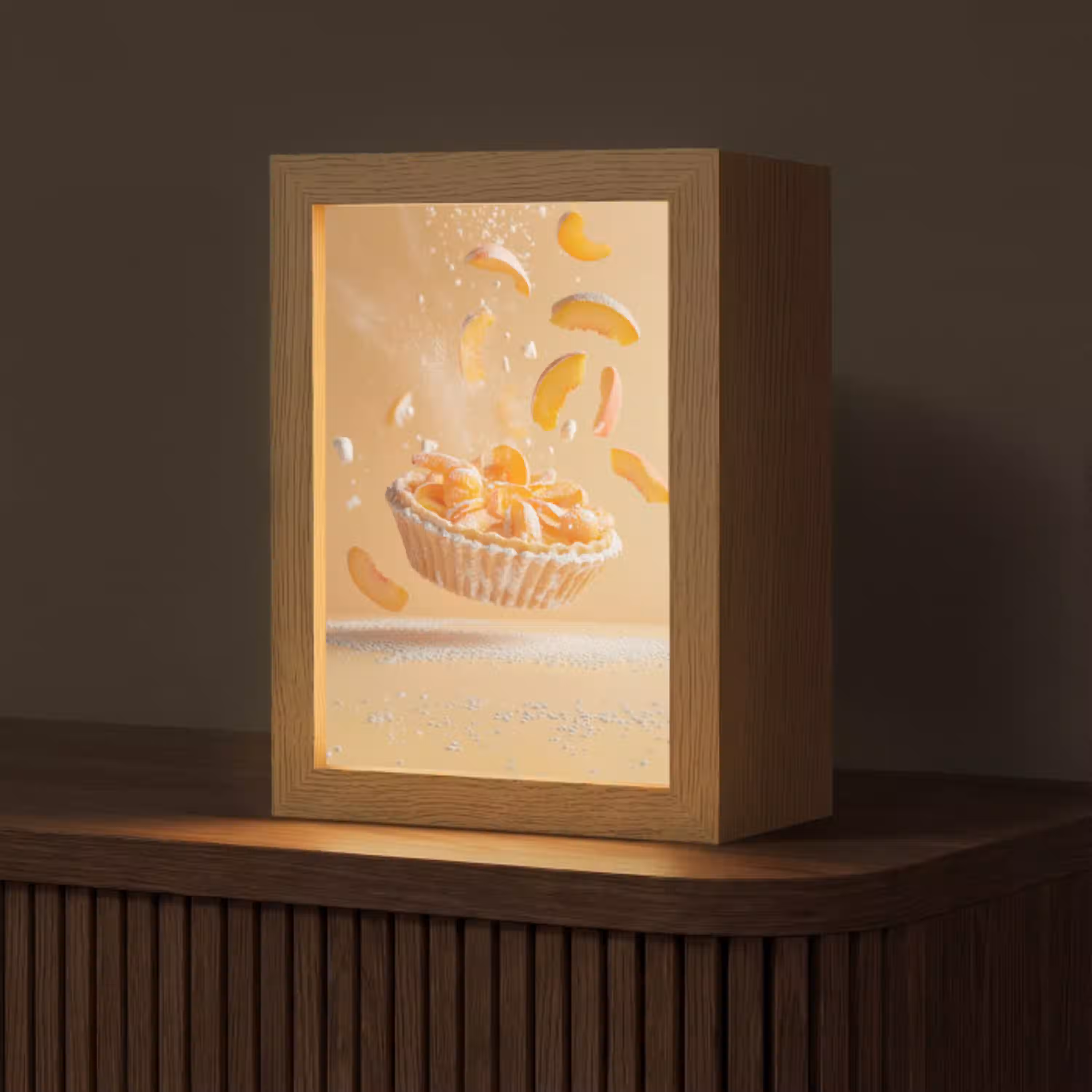 Peach - Eten - Taart - Oranje Light Box met kabel (Tafellamp) klein -z3d_website