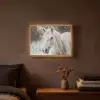 Paard - Wit - Winter - Natuur - Sneeuw - Dieren Light Box met batterij (Wandlamp) middel -sfeer4