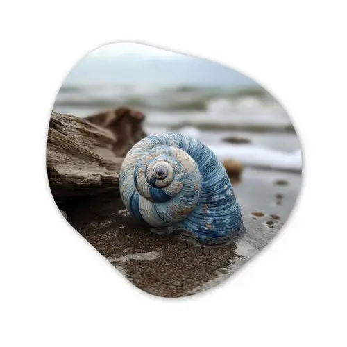 Schelp - Strand - Blauw - Zee Wandcirkel Organisch Forex 3mm klein -3d