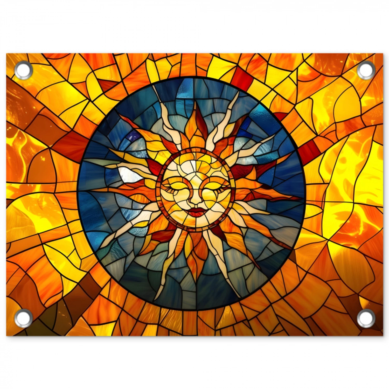 Mozaïek - Zon - Geel - Cirkel tuinposter los doek klein -3d