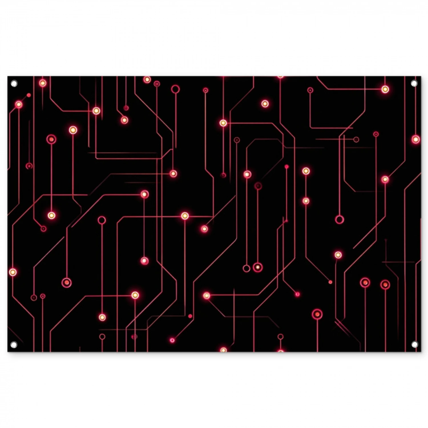 Gaming - Lijnen - Netwerk - Stippen - Rood tuinposter los doek groot -3d