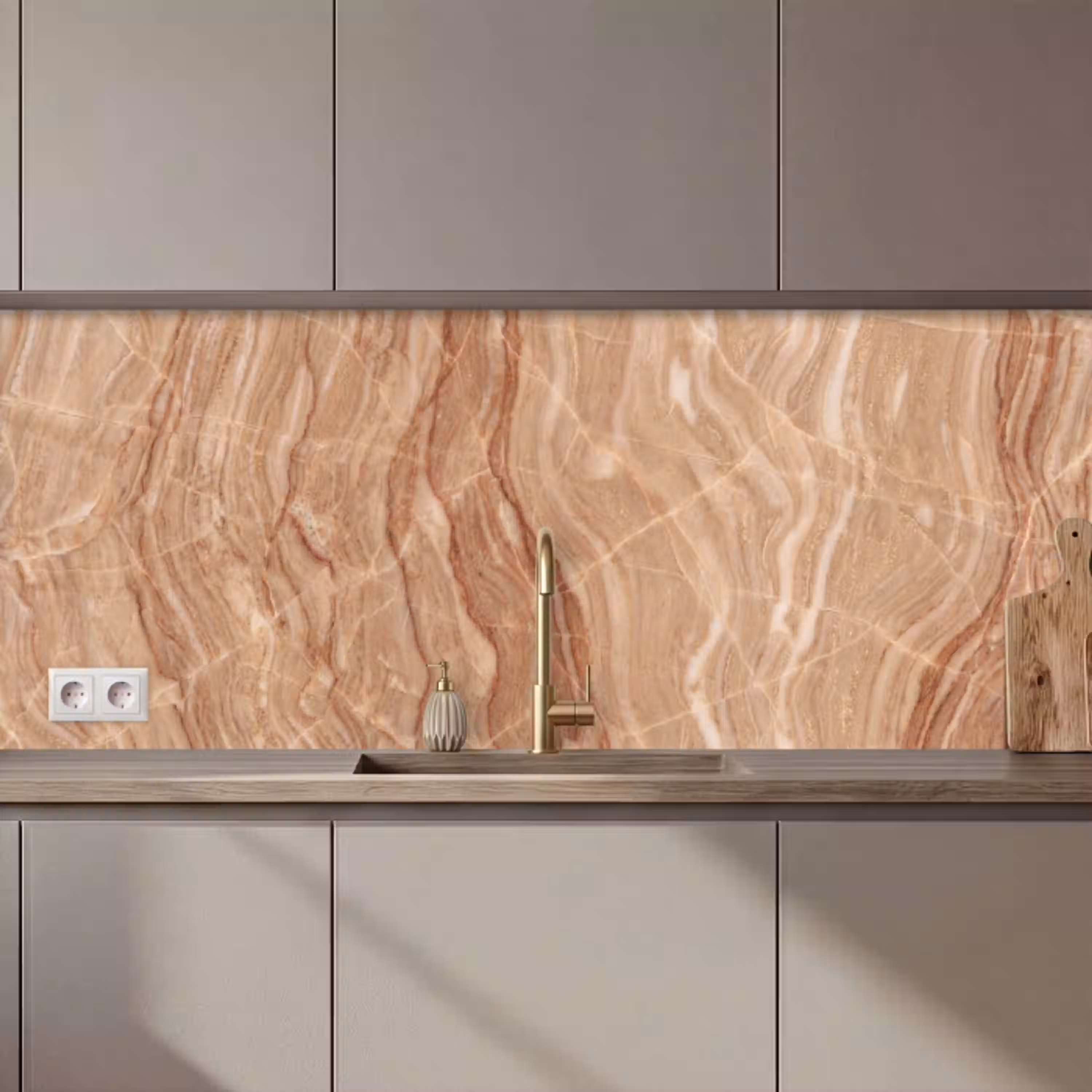 Marmer - Ader - Natuur - Abstract - Beige keuken achterwand 2 middel zz_3dshopping