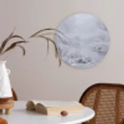 Rivier - Sneeuw - Bos - Winter - Schilderachtig Akoestische PET Vilt - Rond klein -sfeer3