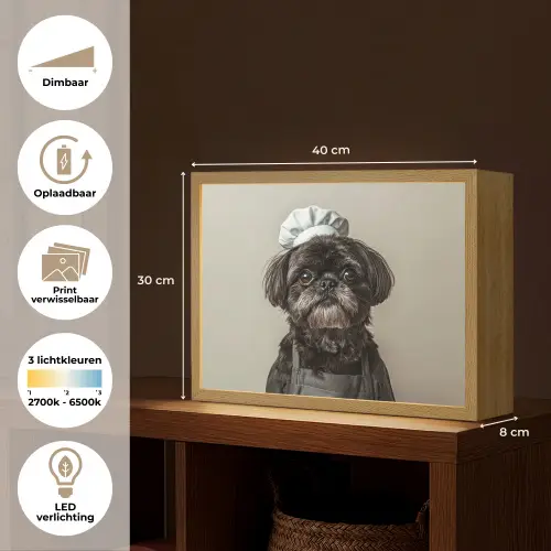 Kokskleding - Zwart - Hondje Light Box met batterij (Wandlamp) middel -USP_websiteoverzichtNL