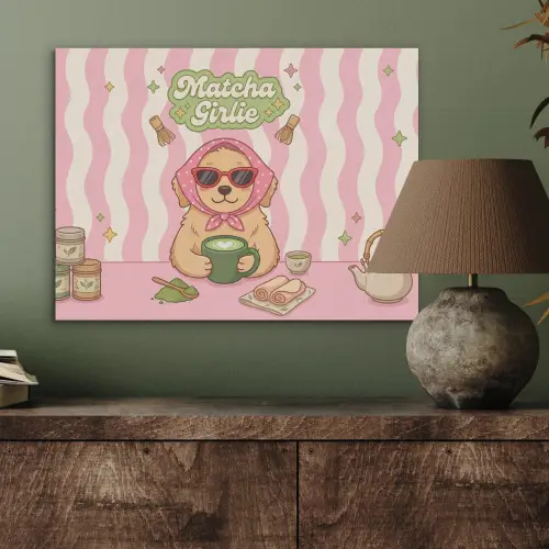 Matcha - Hond - Roze - Groen PET vilt klein -sfeer2