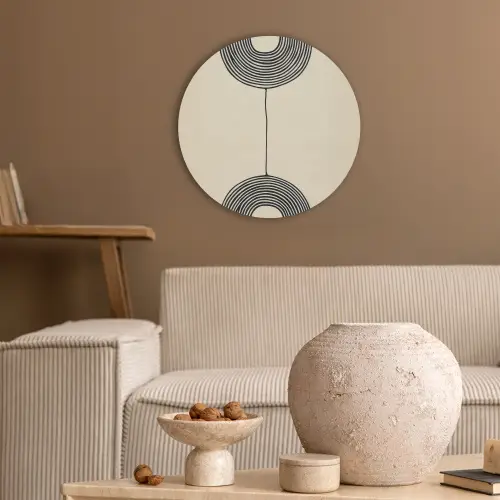 Geometrische bogen - Minimalistisch - Symmetrisch Akoestische PET Vilt - Rond klein -sfeer1
