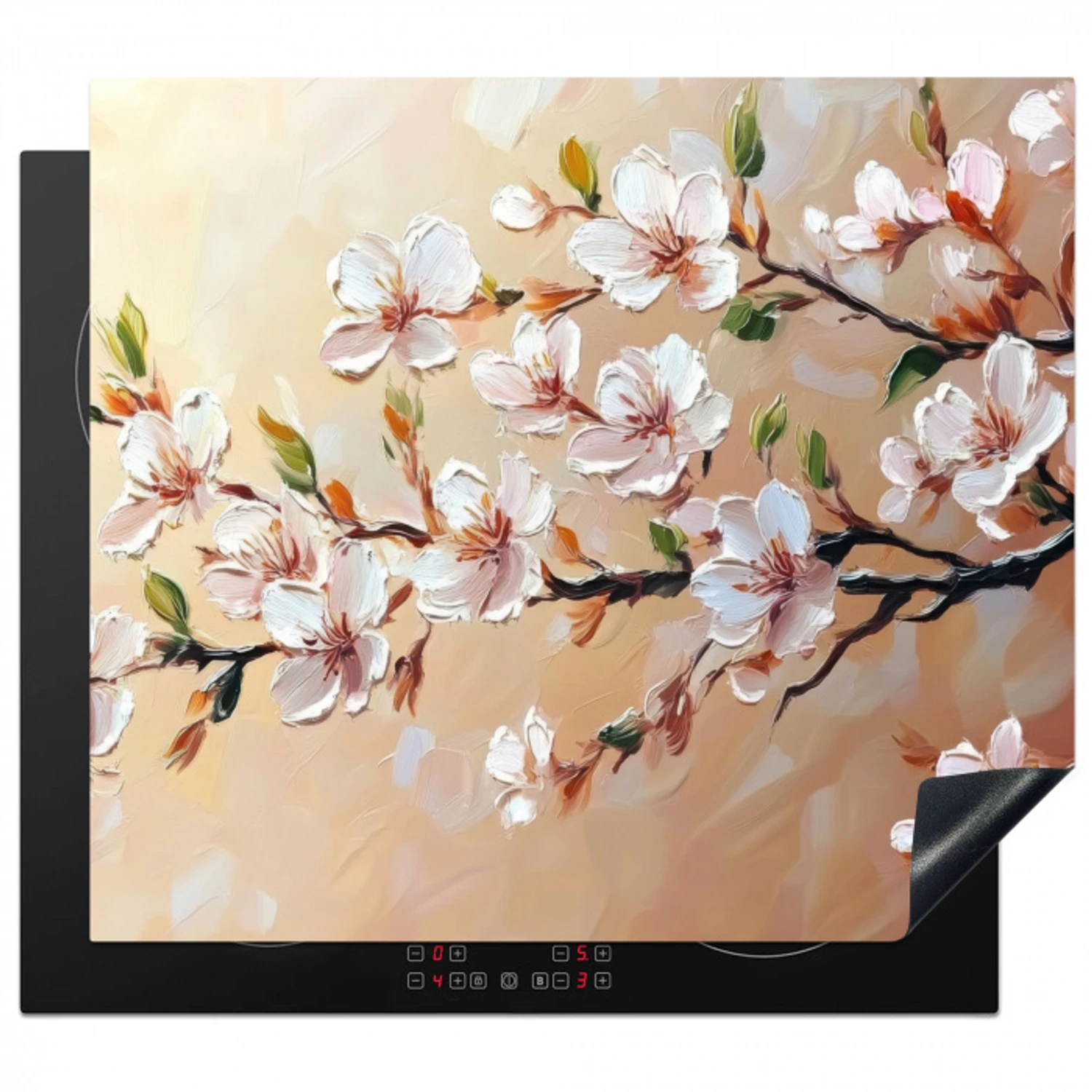 Bloesemtakken - Schilderachtig - Roze Inductie beschermer vinyl 3mm middel -3d