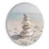 Stenen - Stapel - Zand - Zee Akoestische PET Vilt - Rond klein -3d