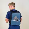 Blauwe auto met roze vlammen Rugzak - Zwart middel -sfeer8