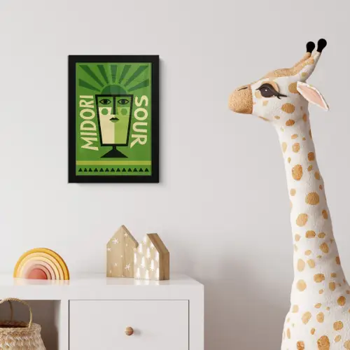 Grafisch - Art - Cocktail - Groen fotolijst zwart zonder passe partout klein -usfeer4_kinderkamer